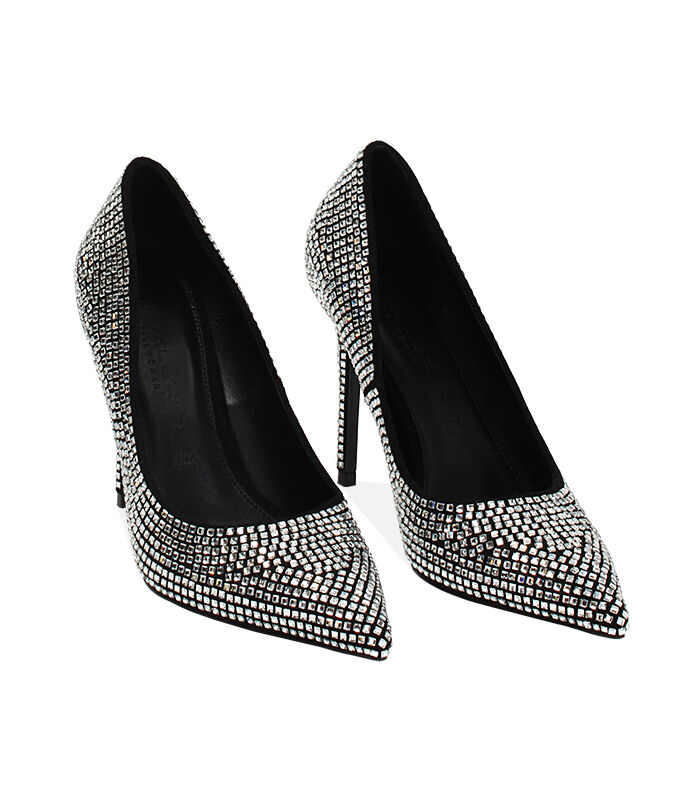 Valerio 1966 Décolleté nero in microfibra con pietre argento | Valerio 1966