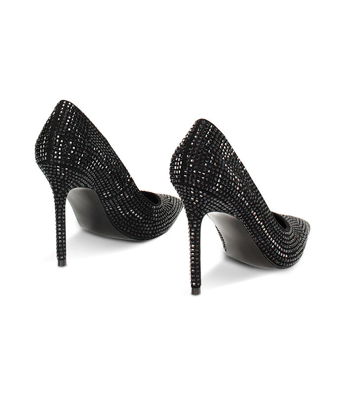 Valerio 1966 Décolleté Nero In Microfibra Con Pietre Nere | Valerio 1966