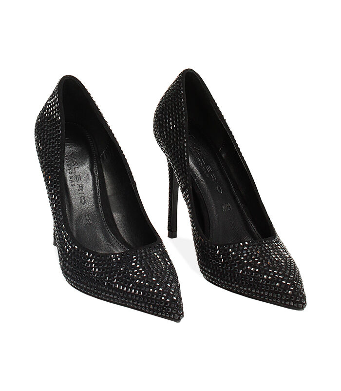 Valerio 1966 Décolleté nero in microfibra con pietre nere | Valerio 1966