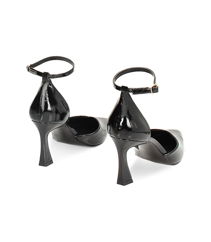 Valerio 1966 Décolleté Open Shank Nere In Naplak Tacco 8 Cm | Valerio 1966