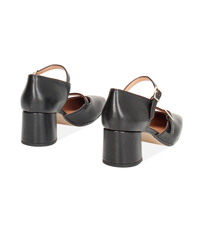 Valerio 1966 Décolleté Open Shank Nere Tacco Largo 5 Cm | Valerio 1966