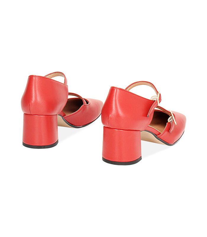 Valerio 1966 Décolleté Open Shank Rosse Tacco Largo 5 Cm | Valerio 1966