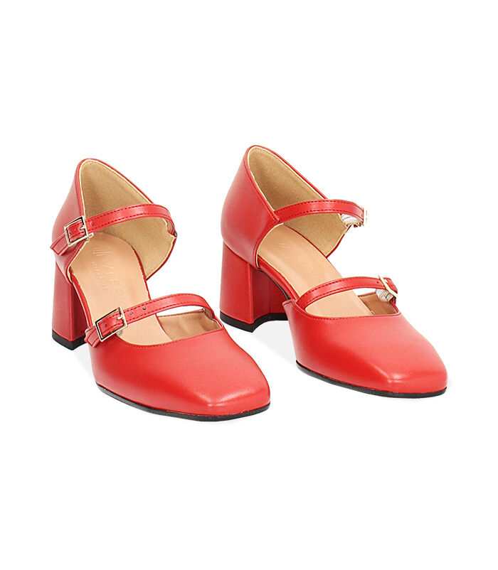 Valerio 1966 Décolleté open shank rosse tacco largo 5 cm | Valerio 1966