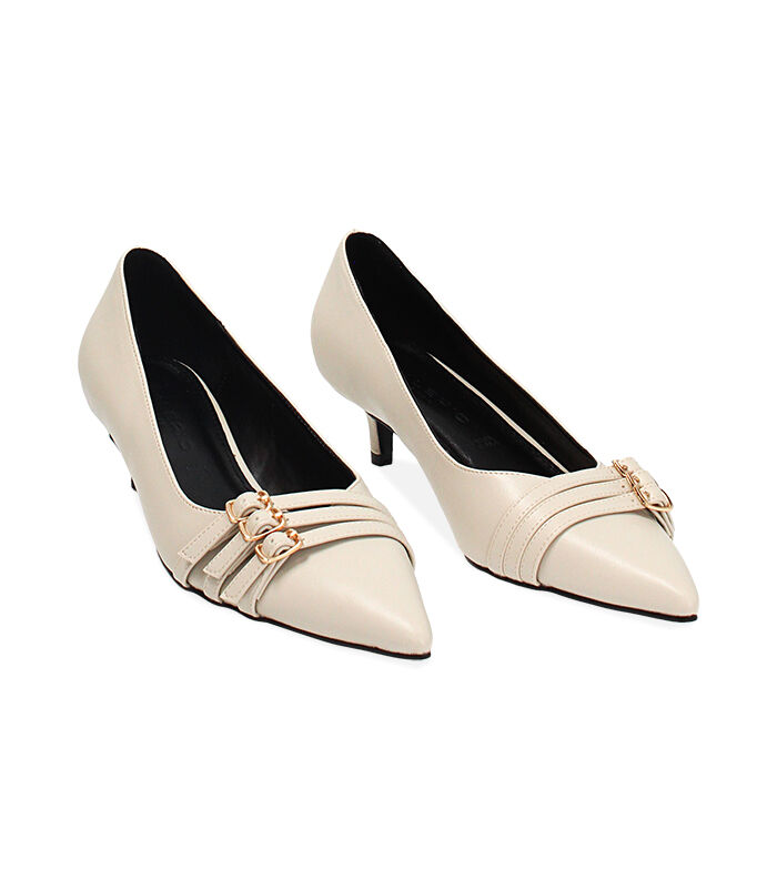 Valerio 1966 Décolleté panna con fibbie tacco 4 5 cm | Valerio 1966