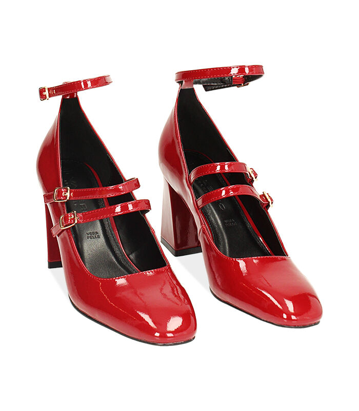 Valerio 1966 Décolleté rosse in vernice con stringhe tacco 7 5 cm | Valerio 1966