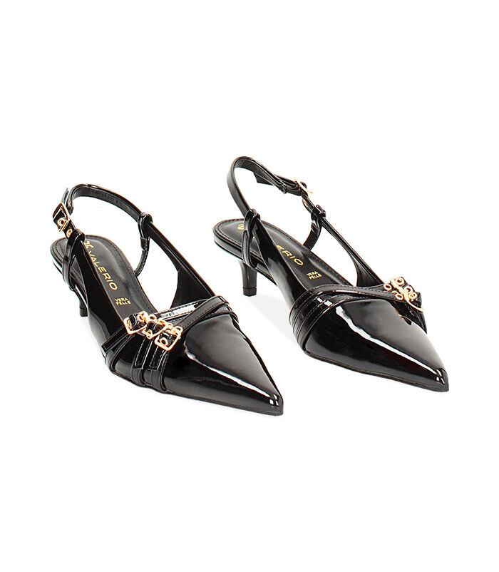 Valerio 1966 Décolleté slingback in vernice nero tacco 4 5 cm | Valerio 1966