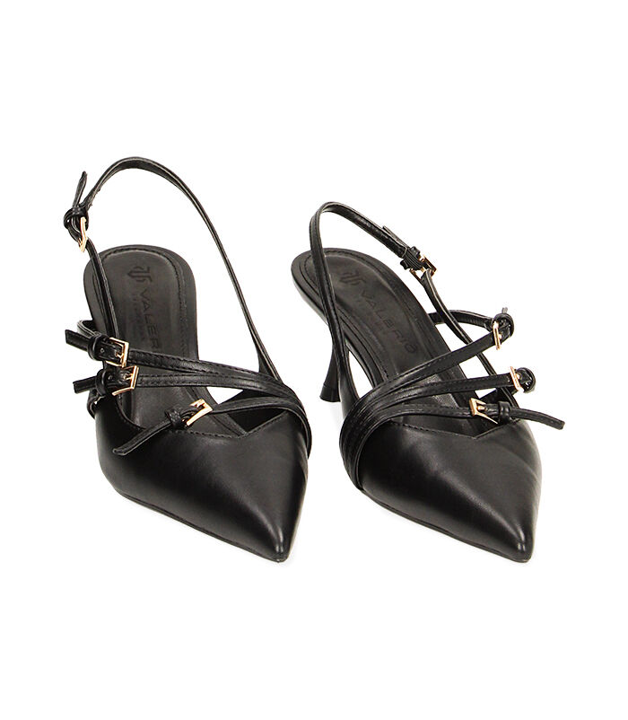 Valerio 1966 Décolleté slingback nere con fibbie tacco 6 cm | Valerio 1966