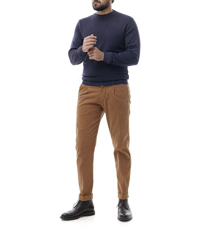 Valerio 1966 Maglione Blu Con Bordi A Costine | Valerio 1966