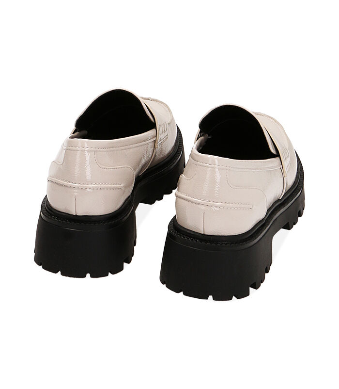 Valerio 1966 Mocassini Donna Platform Panna In Naplak Tacco 5 Cm | Valerio 1966