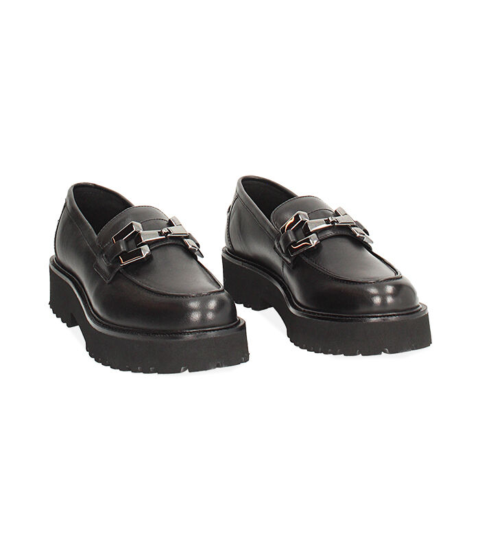 Valerio 1966 Mocassino nero in pelle con morsetto | Valerio 1966