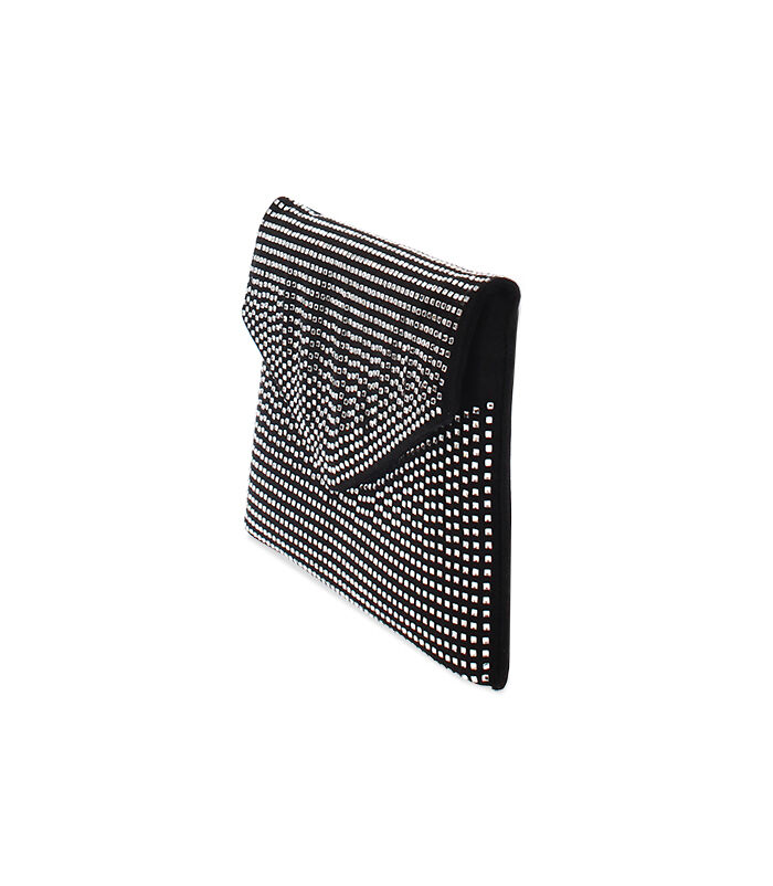 Valerio 1966 Pochette nera-argento in microfibra con pietre | Valerio 1966