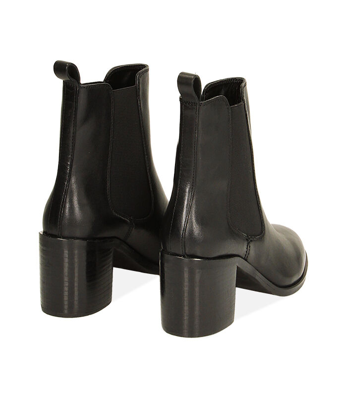 Valerio 1966 Stivaletti Donna Chelsea Neri In Pelle Tacco 7 7 Cm | Valerio 1966