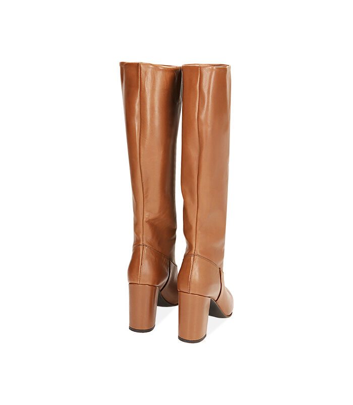 Valerio 1966 Stivali Donna Cognac In Pelle Tacco 9 Cm | Valerio 1966