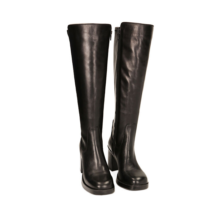 Valerio 1966 Stivali Donna Neri In Pelle Tacco 8 4 Cm | Valerio 1966