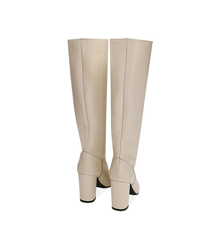 Valerio 1966 Stivali Donna Panna In Pelle Tacco 9 Cm | Valerio 1966