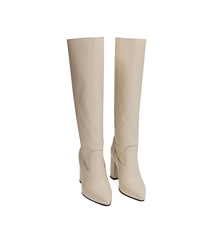Valerio 1966 Stivali donna panna in pelle tacco 9 cm | Valerio 1966