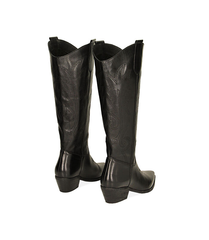 Valerio 1966 Stivali Texani Neri In Pelle | Valerio 1966