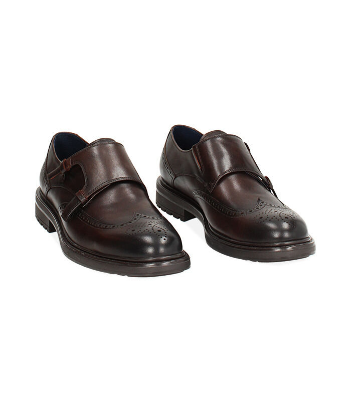 Valerio 1966 Stringate monk-strap moro in pelle | Valerio 1966