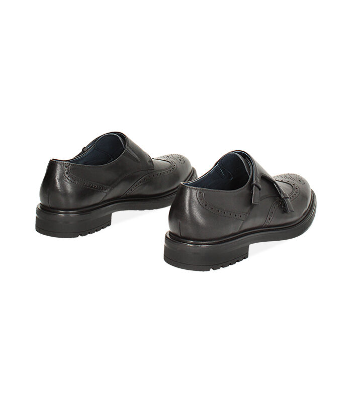 Valerio 1966 Stringate Monk-strap Nere In Pelle | Valerio 1966