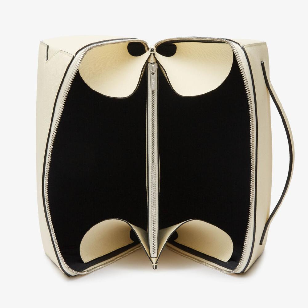 Valextra Beauty Case Da Donna Di Lusso In Pelle Bianca | Valextra V-Line