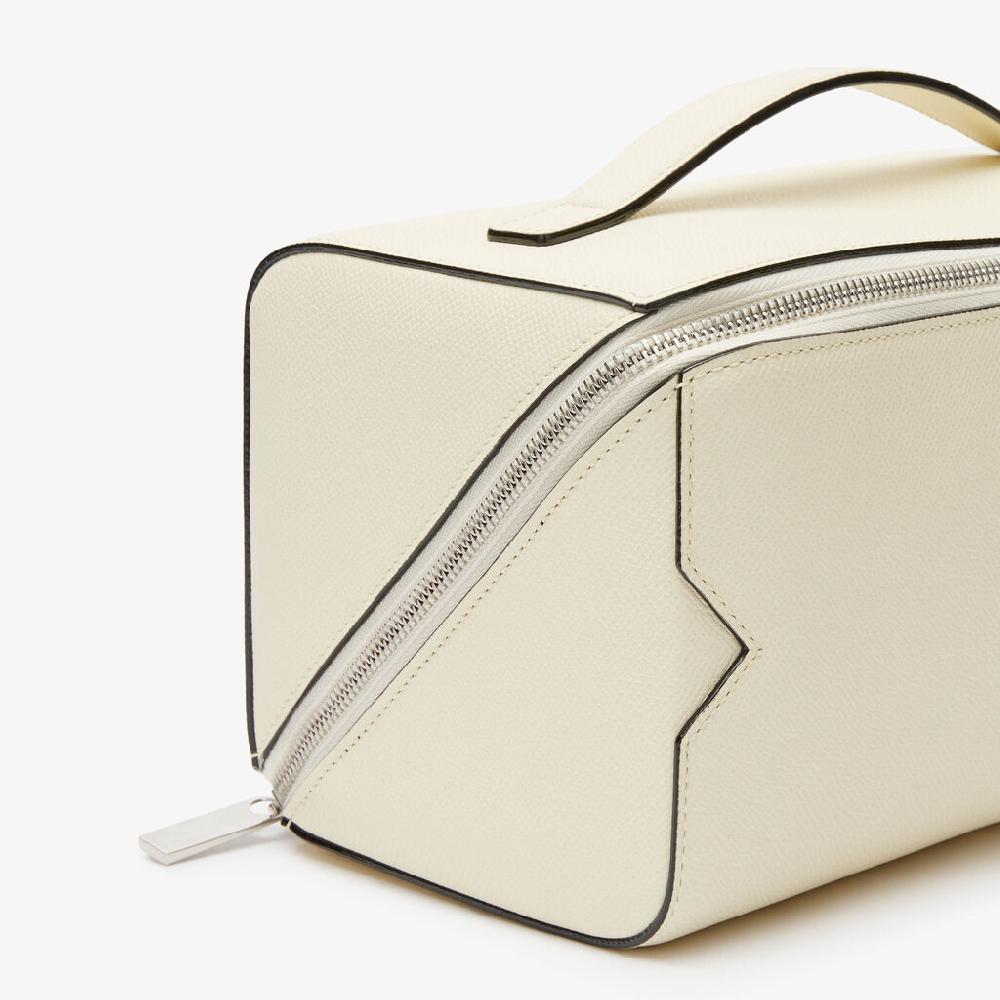 Valextra Beauty Case Da Donna Di Lusso In Pelle Bianca | Valextra V-Line