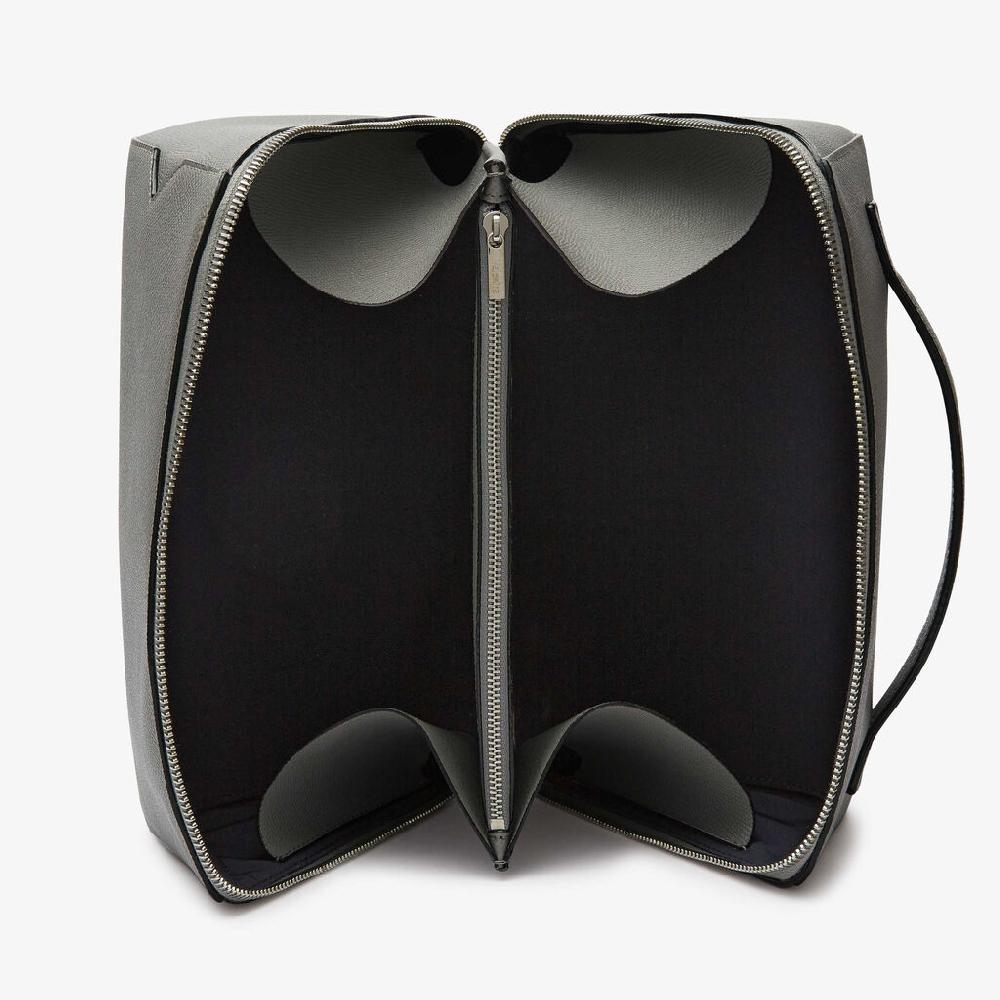 Valextra Beauty Case Da Uomo Di Lusso In Pelle Grigia | Valextra V-Line