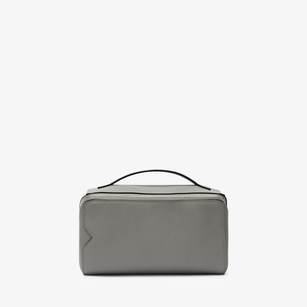 Valextra Beauty Case da Uomo di Lusso in Pelle Grigia | Valextra V-Line