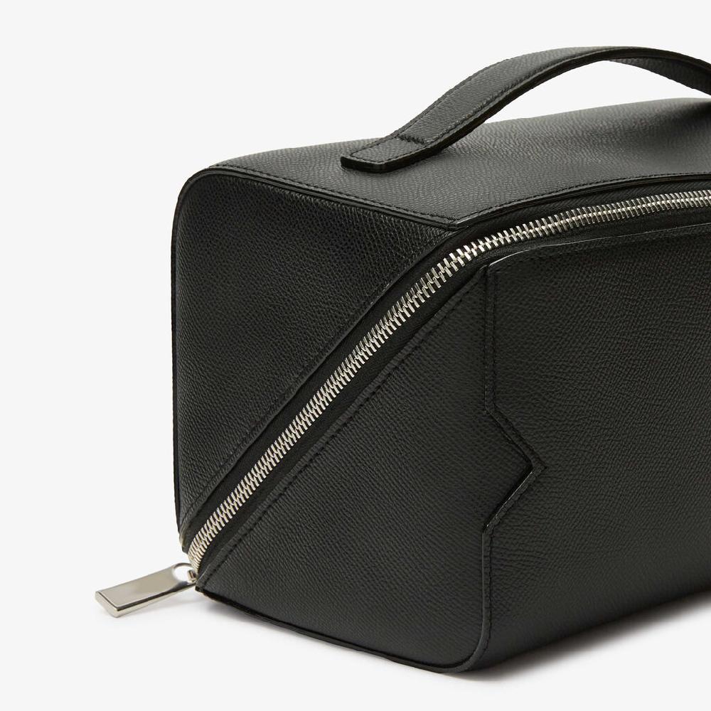 Valextra Beauty Case Da Uomo Di Lusso In Pelle Nera | Valextra V-Line