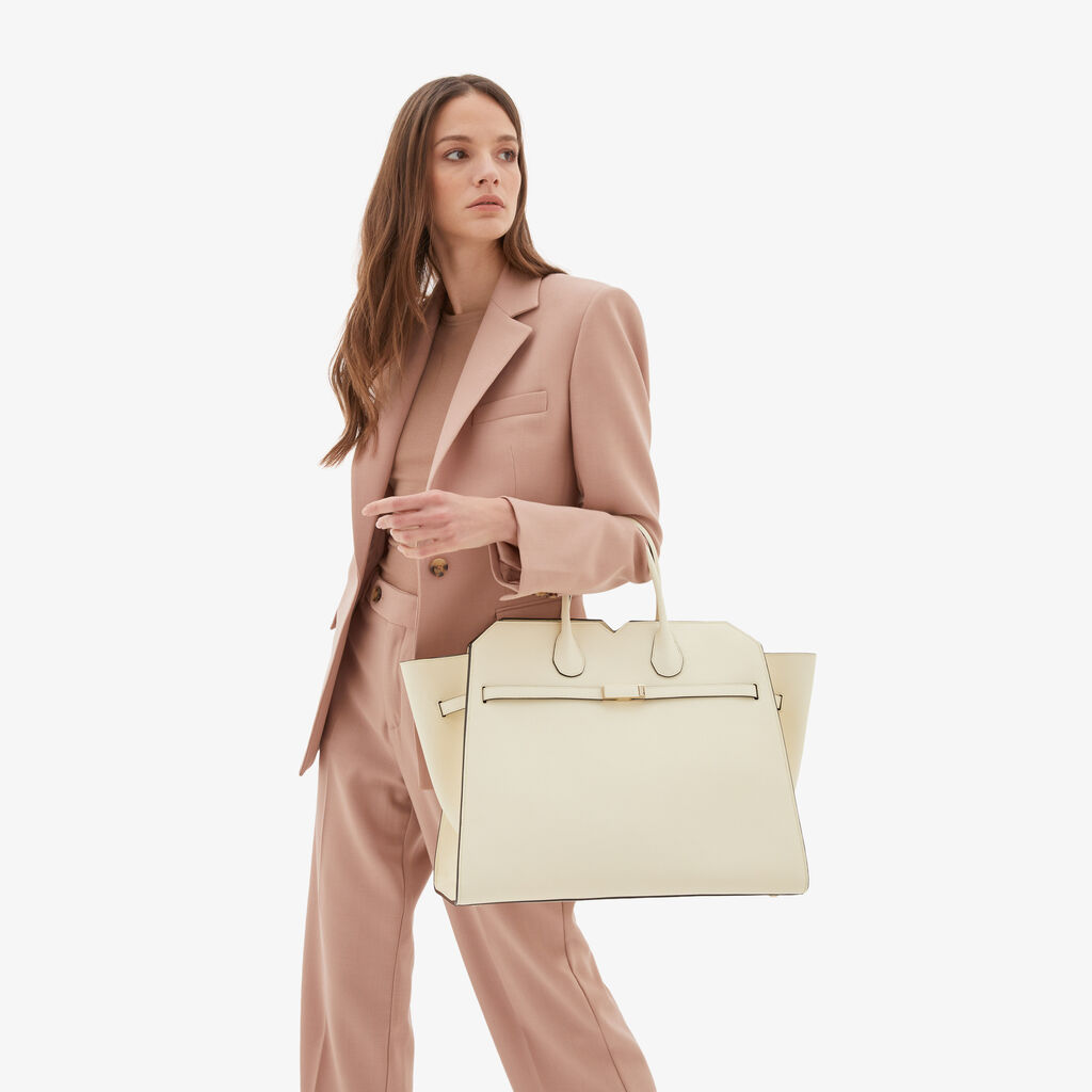 Valextra Borsa A Due Manici Da Donna Di Lusso Rigida Bianca | Valextra