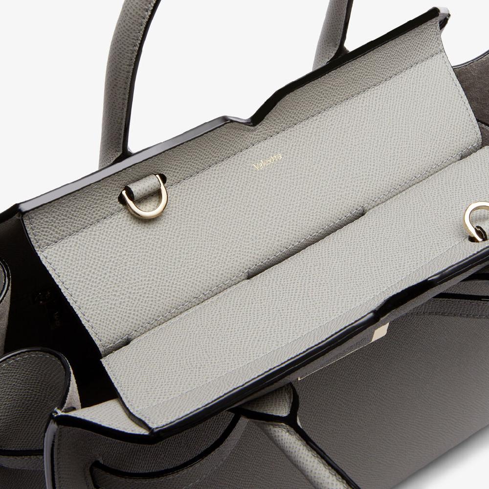 Valextra Borsa A Due Manici Donna Di Lusso In Pelle Grigia Chiara | Valextra