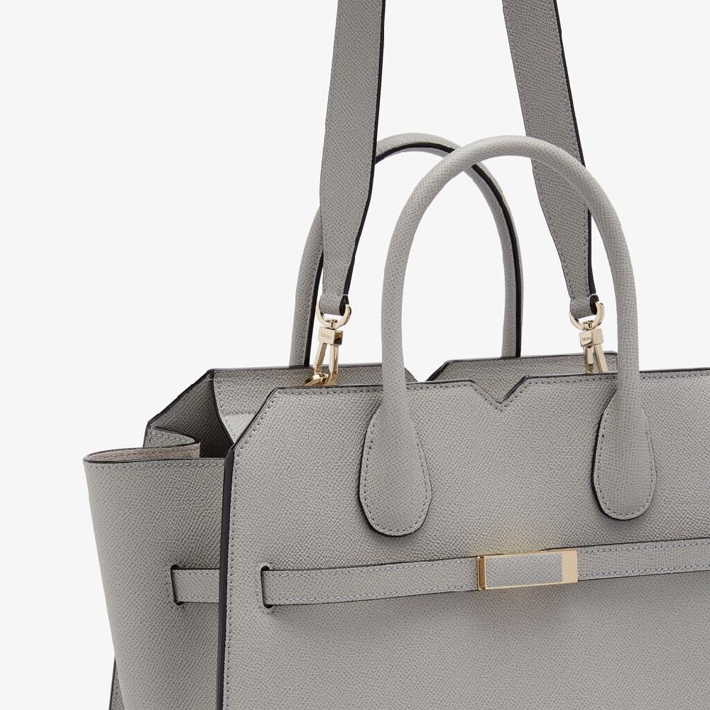 Valextra Borsa A Due Manici Donna Di Lusso In Pelle Grigia Chiara | Valextra