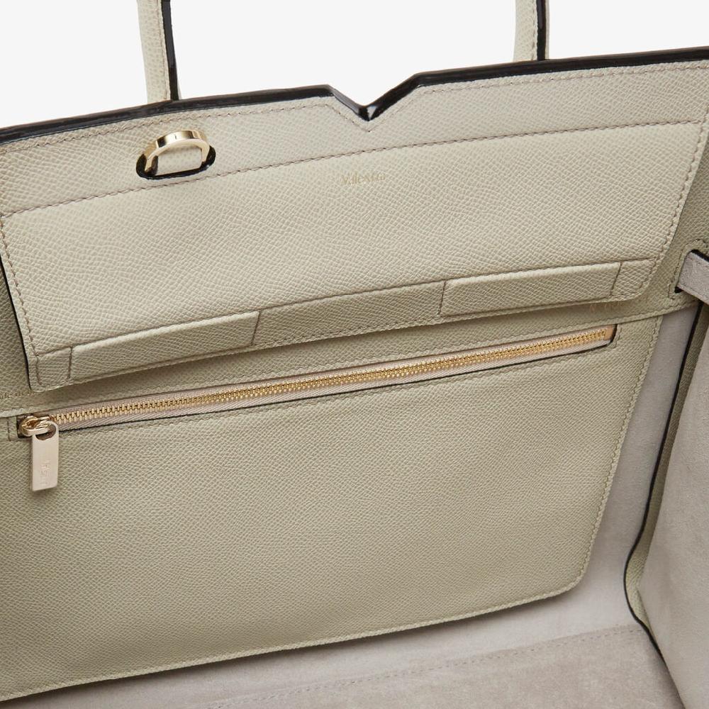 Valextra Borsa A Due Manici Milano Media | Pelle Di Vitello Millepunte Soft | Grigio Lino | Valextra