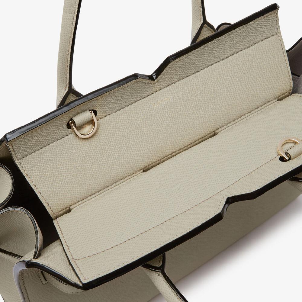 Valextra Borsa A Due Manici Milano Media | Pelle Di Vitello Millepunte Soft | Grigio Lino | Valextra