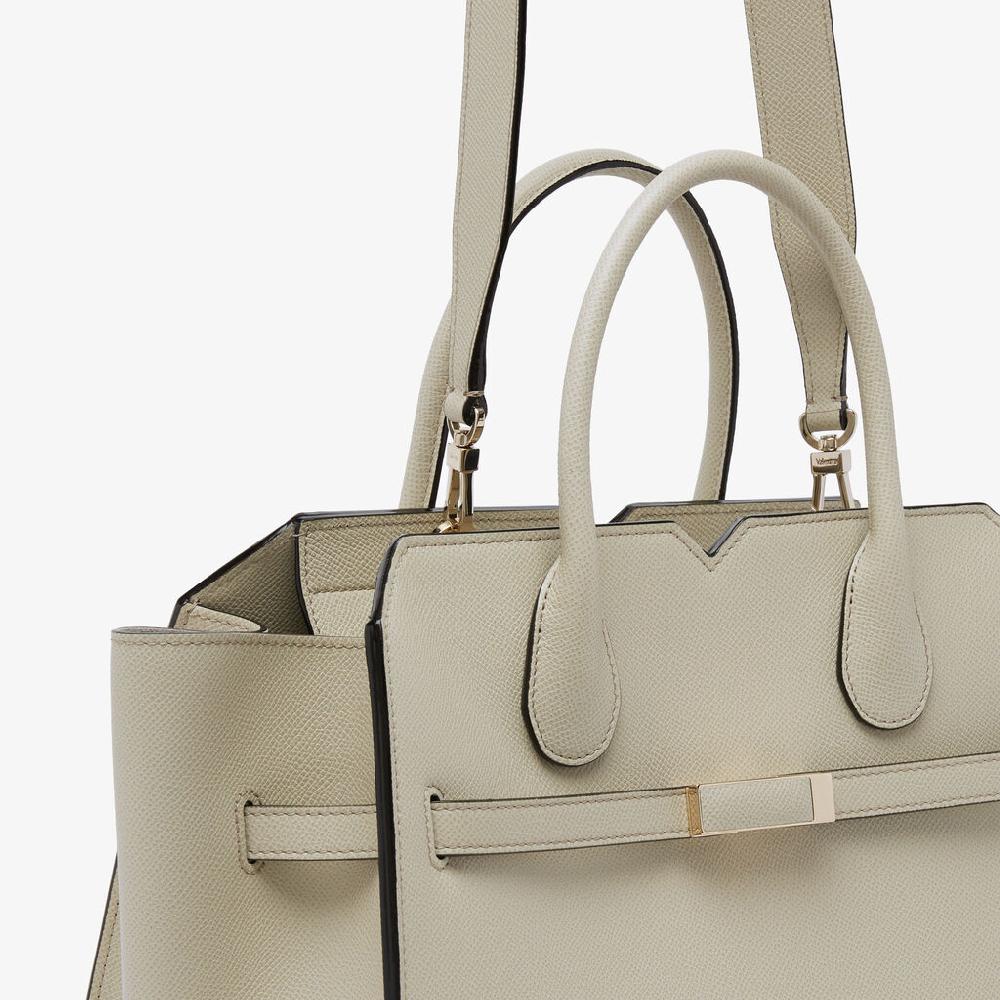 Valextra Borsa A Due Manici Milano Media | Pelle Di Vitello Millepunte Soft | Grigio Lino | Valextra