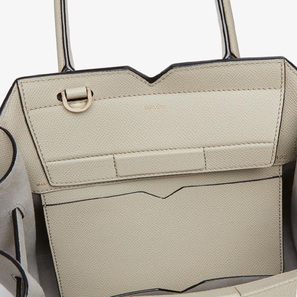 Valextra Borsa A Due Manici Milano Mini | Pelle Di Vitello Millepunte Soft | Grigio Lino | Valextra