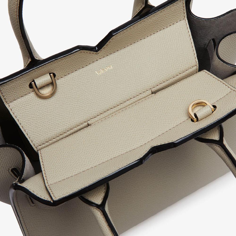 Valextra Borsa A Due Manici Milano Mini | Pelle Di Vitello Millepunte Soft | Grigio Lino | Valextra