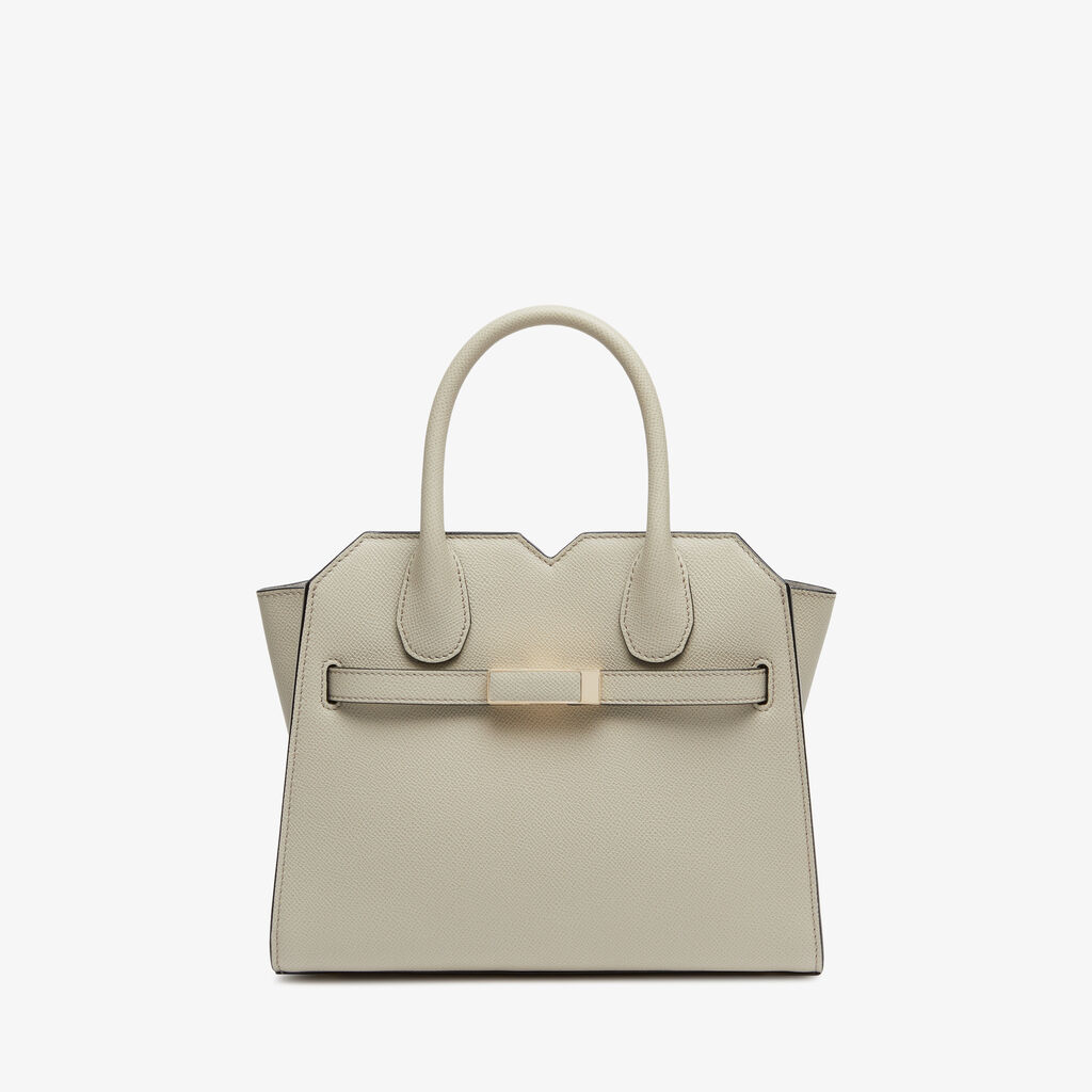 Valextra Borsa a Due Manici Milano Mini | Pelle di vitello Millepunte Soft | Grigio Lino | Valextra