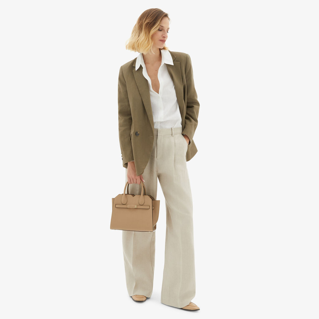 Valextra Borsa A Mano Da Donna In Pelle Beige Di Lusso | Valextra