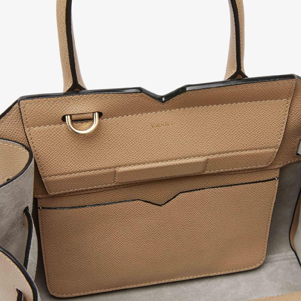 Valextra Borsa A Mano Da Donna In Pelle Beige Di Lusso | Valextra