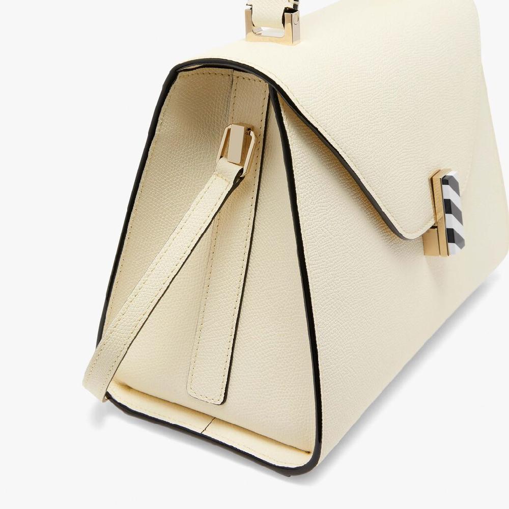 Valextra Borsa A Mano Da Donna In Pelle Panna E Nera | Valextra Iside