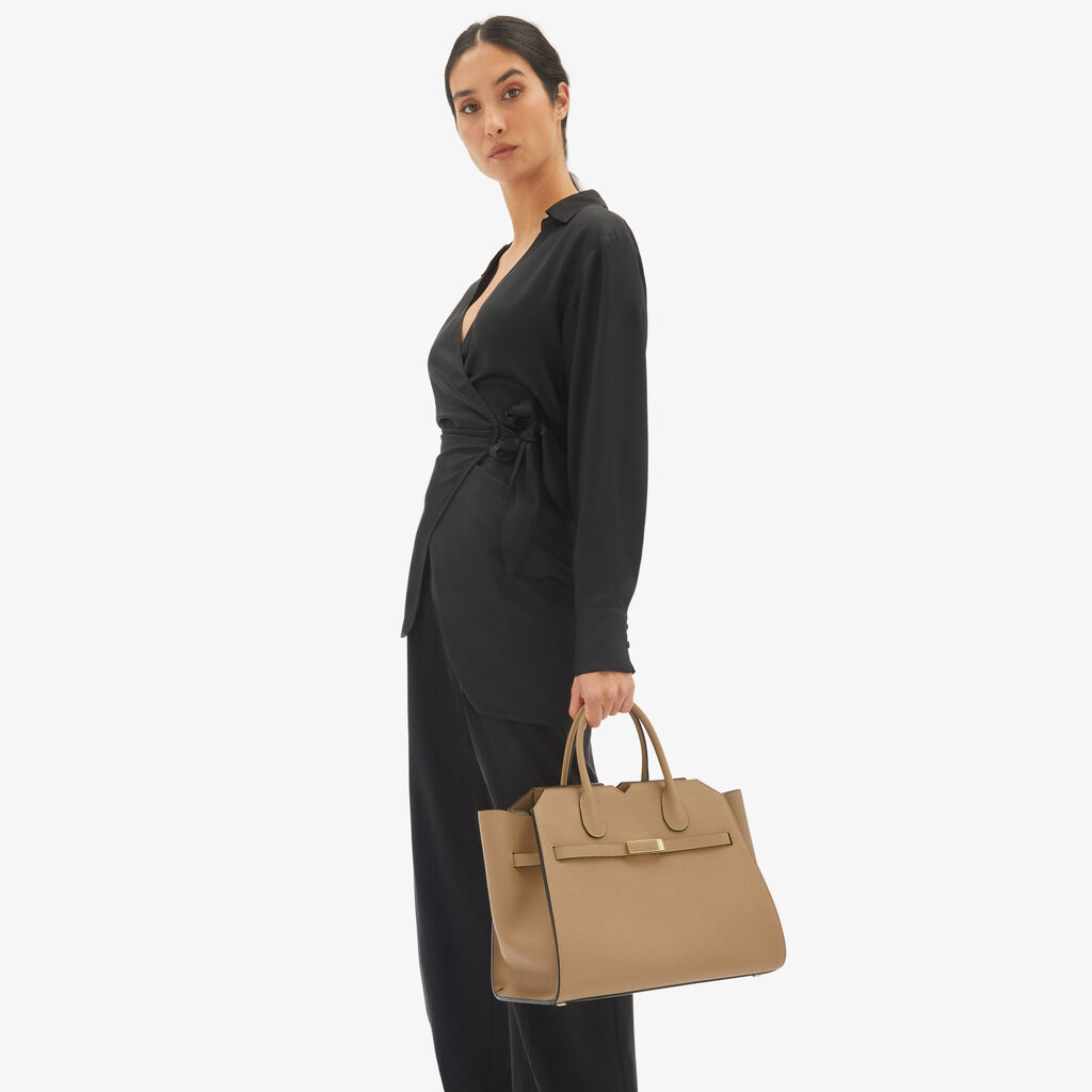 Valextra Borsa A Mano Da Donna Media Beige Di Lusso | Valextra