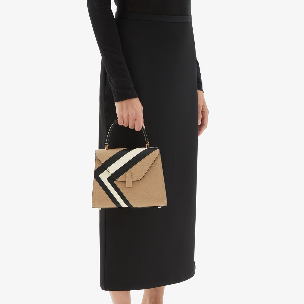Valextra Borsa A Mano Da Donna Mini In Pelle Beige E Nera | Valextra Iside