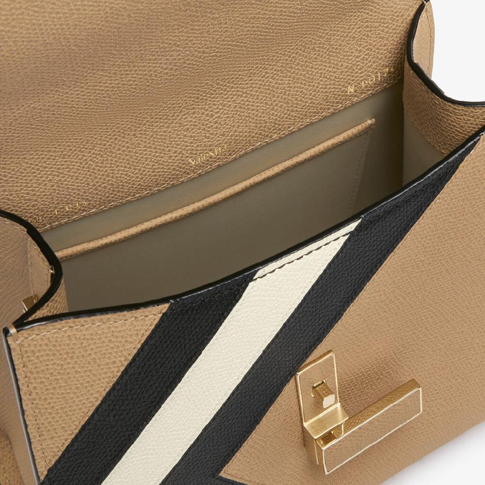 Valextra Borsa A Mano Da Donna Mini In Pelle Beige E Nera | Valextra Iside