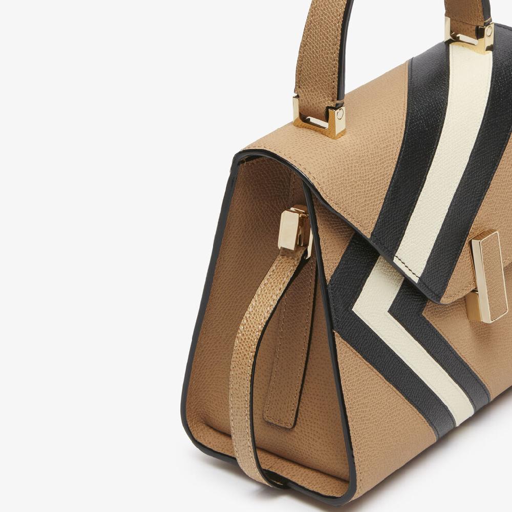 Valextra Borsa A Mano Da Donna Mini In Pelle Beige E Nera | Valextra Iside