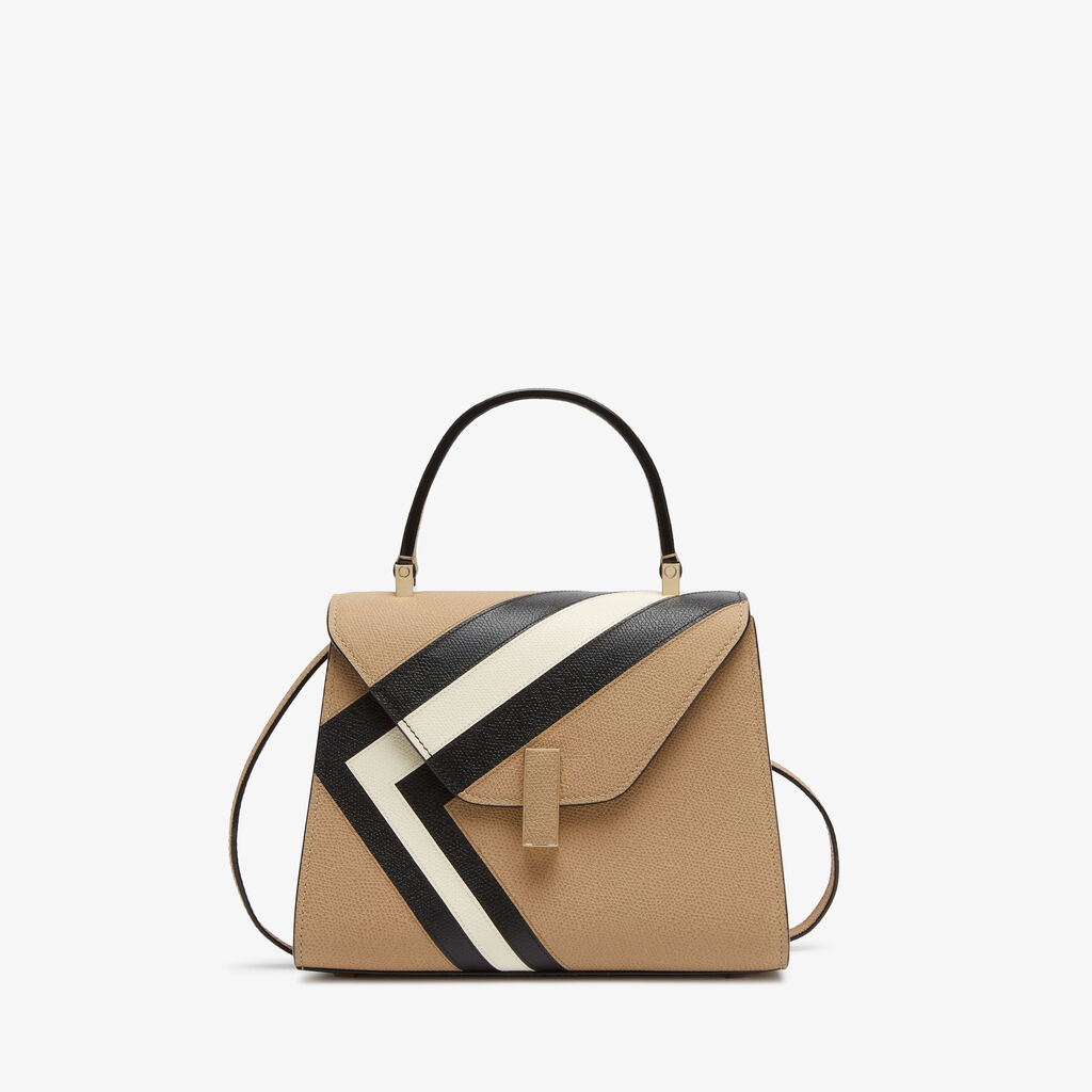 Valextra Borsa a mano da Donna Mini in Pelle Beige e Nera | Valextra Iside