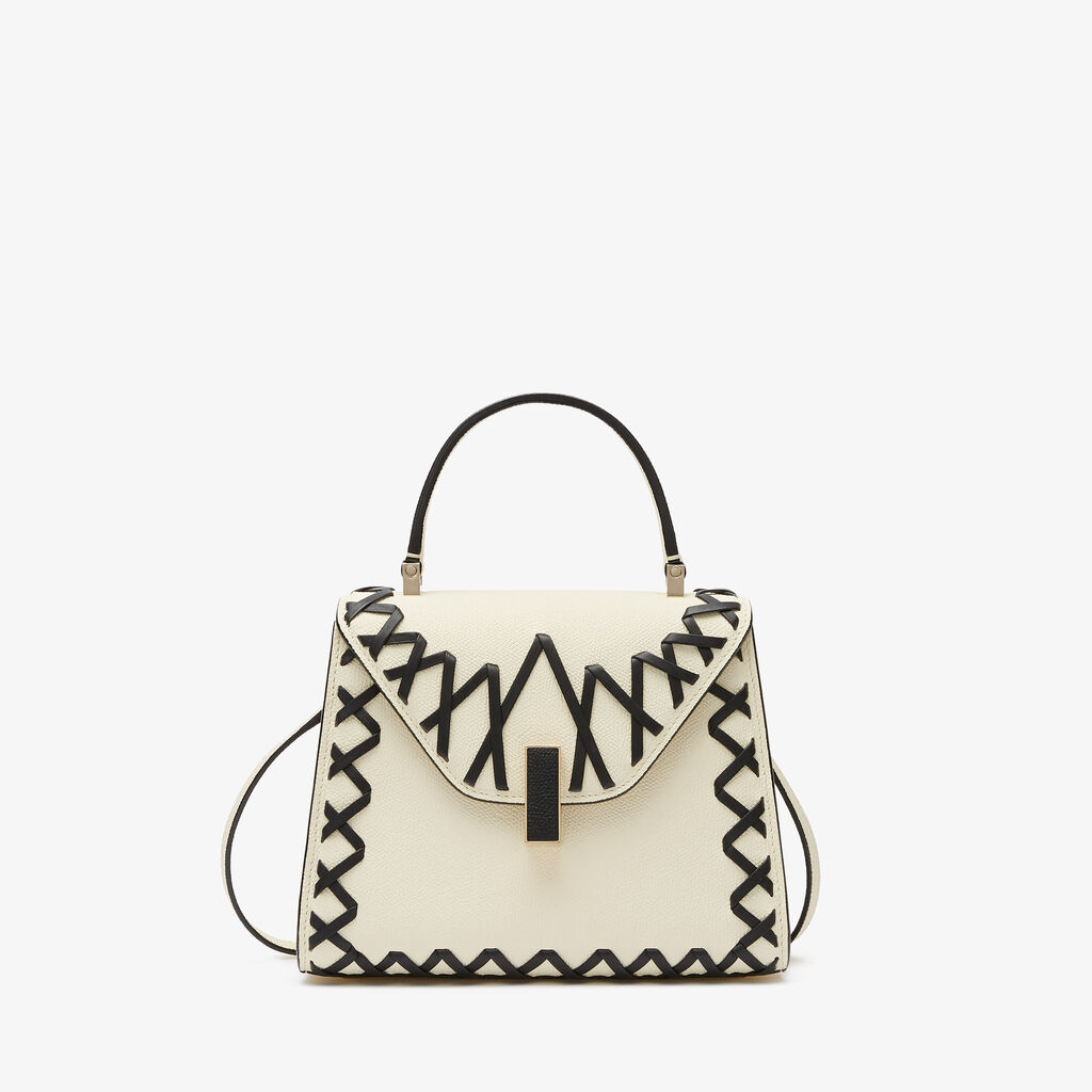 Valextra Borsa a mano Donna in Pelle Bianca con filo Nero | Valextra Iside