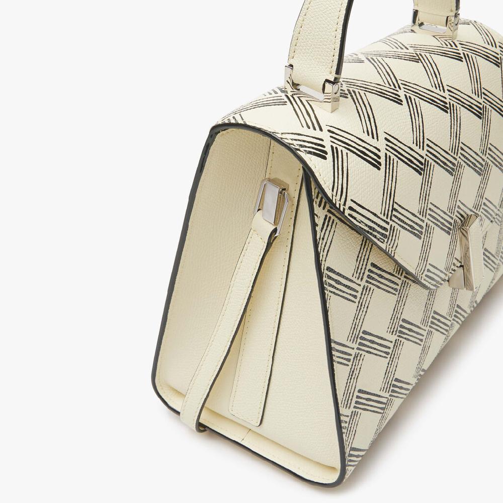 Valextra Borsa A Mano Donna In Pelle Bianca E Nera | Valextra Iside