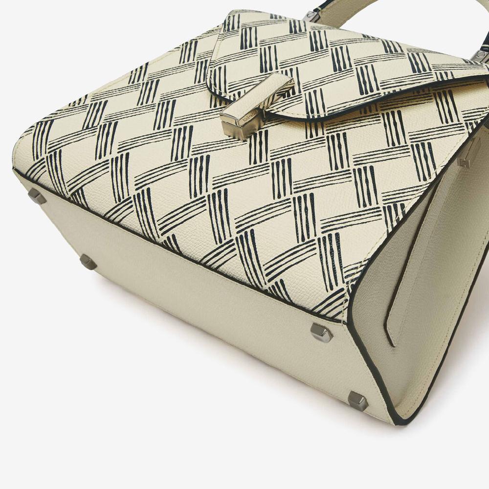 Valextra Borsa A Mano Donna In Pelle Bianca E Nera | Valextra Iside