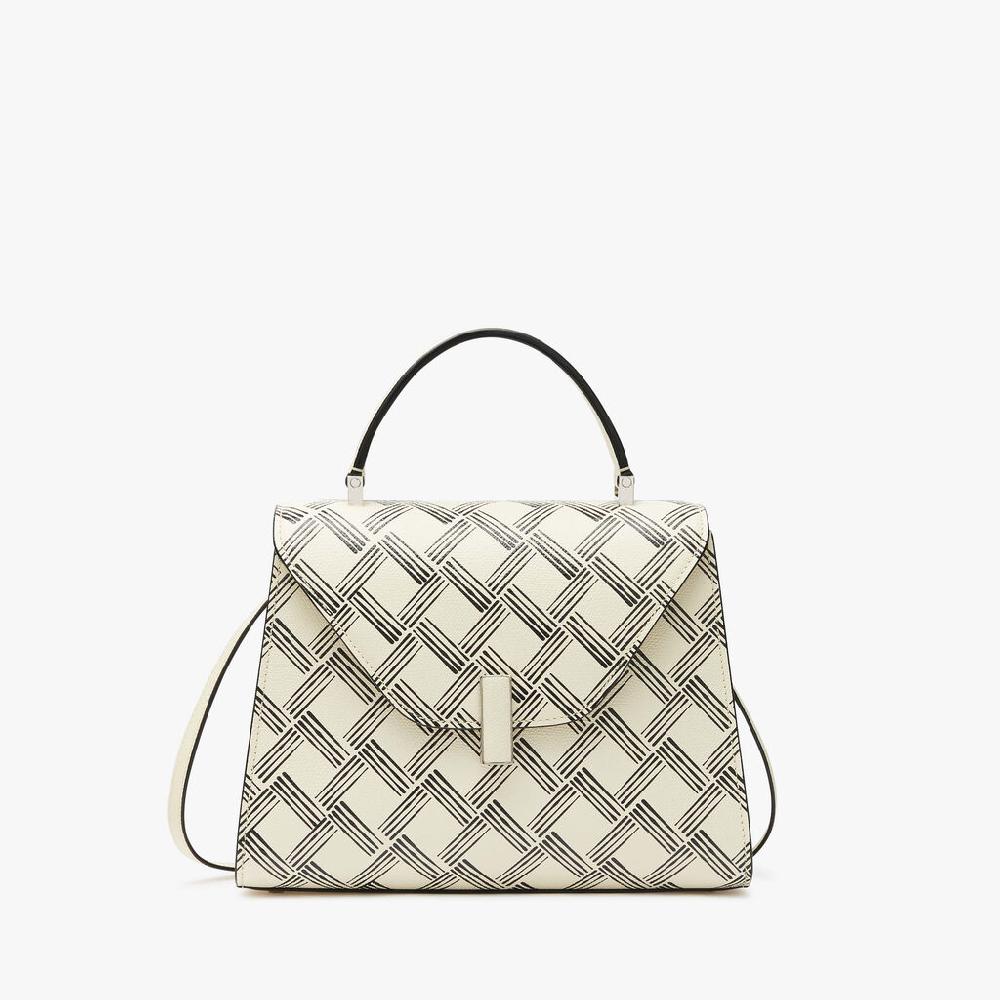 Valextra Borsa a mano Donna in Pelle Bianca e Nera | Valextra Iside