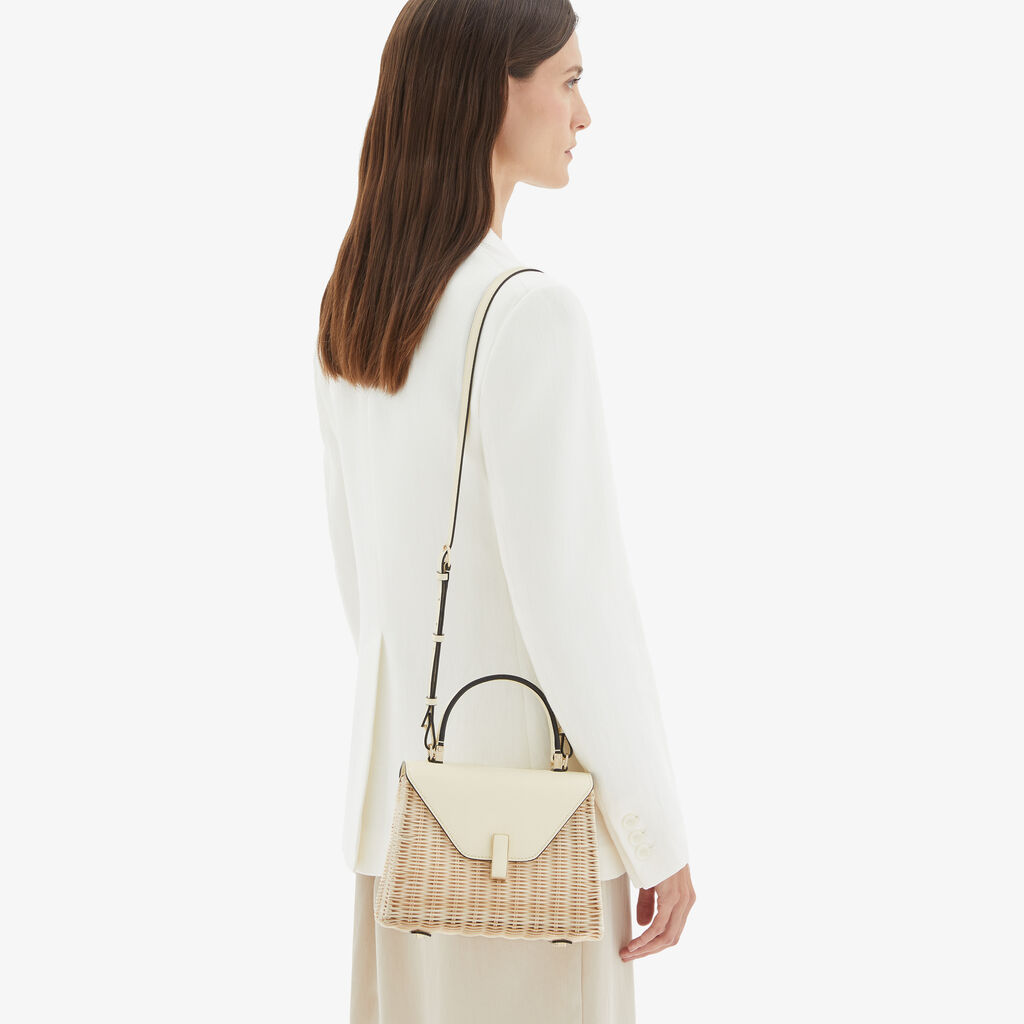 Valextra Borsa A Mano Donna In Vimini E Pelle Bianca | Valextra Iside